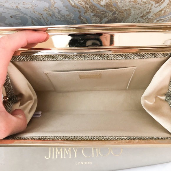 Jimmy Choo Cayla Lame Gold Glitter Clutch - Picture 4 of 8